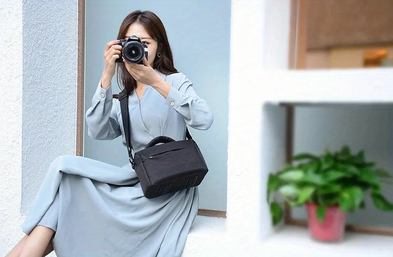 1pc SLR Camera Bag Fashion Polyester Shoulder Bag Camera Case Pouch Bag Convenient Waterproof Photography Photo Bag