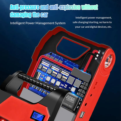 4 In1 Car Jump Starter with Air Compressor Portable Flashlight Starting Device