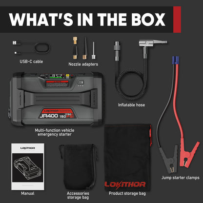 Lokithor JA400 1750A 12V Jump Starter Air Compressor