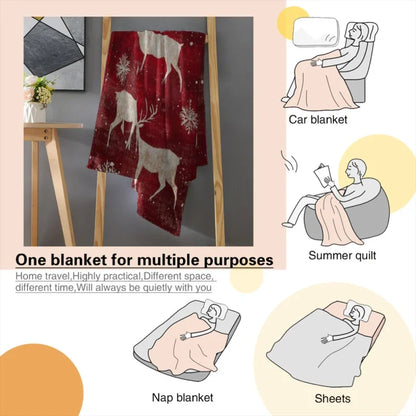 Christmas Deer Flannel Blanket, Super Soft