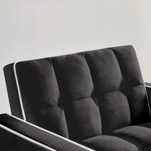 3-in-1 Sofa Bed Chair Fold-out Sofa Bed Adjustable Back Sofa Chaise Longue Single Bed Modern Chair For Adults Bed In Black