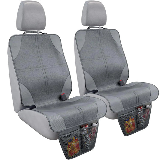Car Seat Protector For Child Car Seat Car Seat Protection For Baby Carseat Non-Slip Seat Protector Under Baby Car Seat Thick Padding Seat Cover For Car Seat With 2 Mesh Storage Pockets 2 Pack Grey