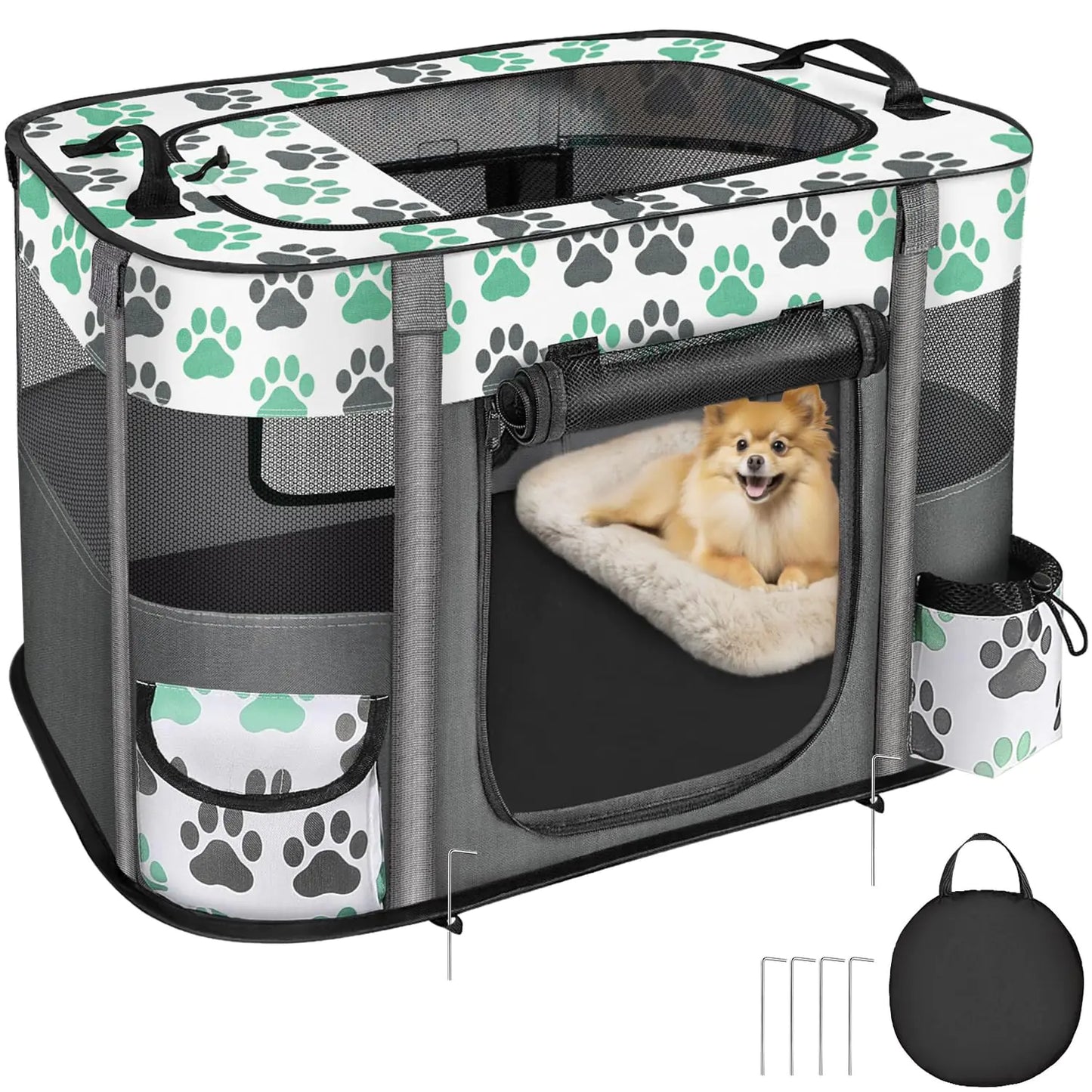 Lukovee Dog Playpen Portable Large Cat Pet Playpens for Indoor Outdoor Foldable Pet Crates Kennel House with Carrying Case Breathable Visible Exercise Tent Cage for Puppy Cat & Small AnimalsM