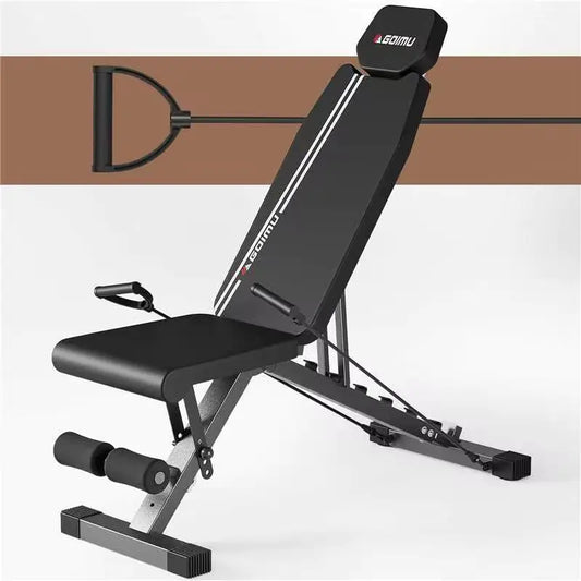 GOIMU Foldable Weight Bench for Home Gym Adjustable Backrest with 6 Position 660LBS Weight Capacity Multi-Purpose Workout Bench with Pull Strap for Bench Press