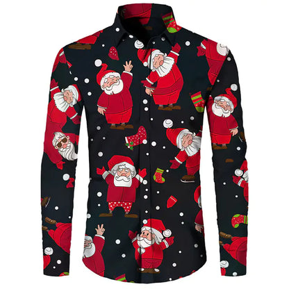 Hawaiian Christmas Theme Casual Polyester Men's Shirt