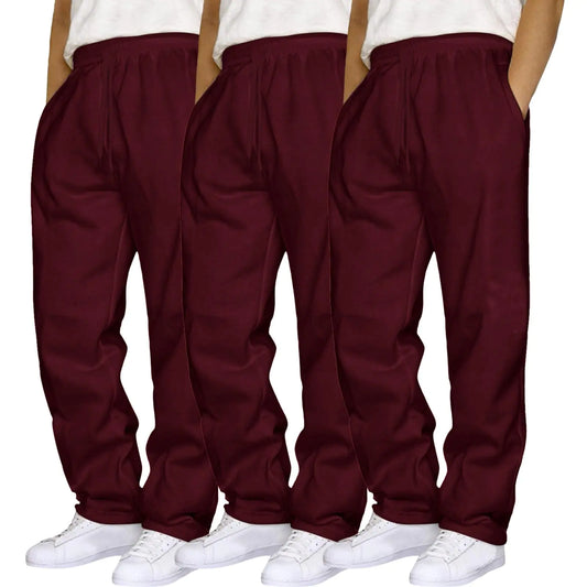 Mens 3 Pack Sweatpants Loose Fleece Casual Trousers Elastic Waist Drawstring Jogger Pants Baggy Running Sports Pants