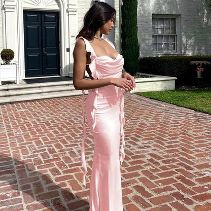 2023 Summer Lace Backless Dress with Ruffles
