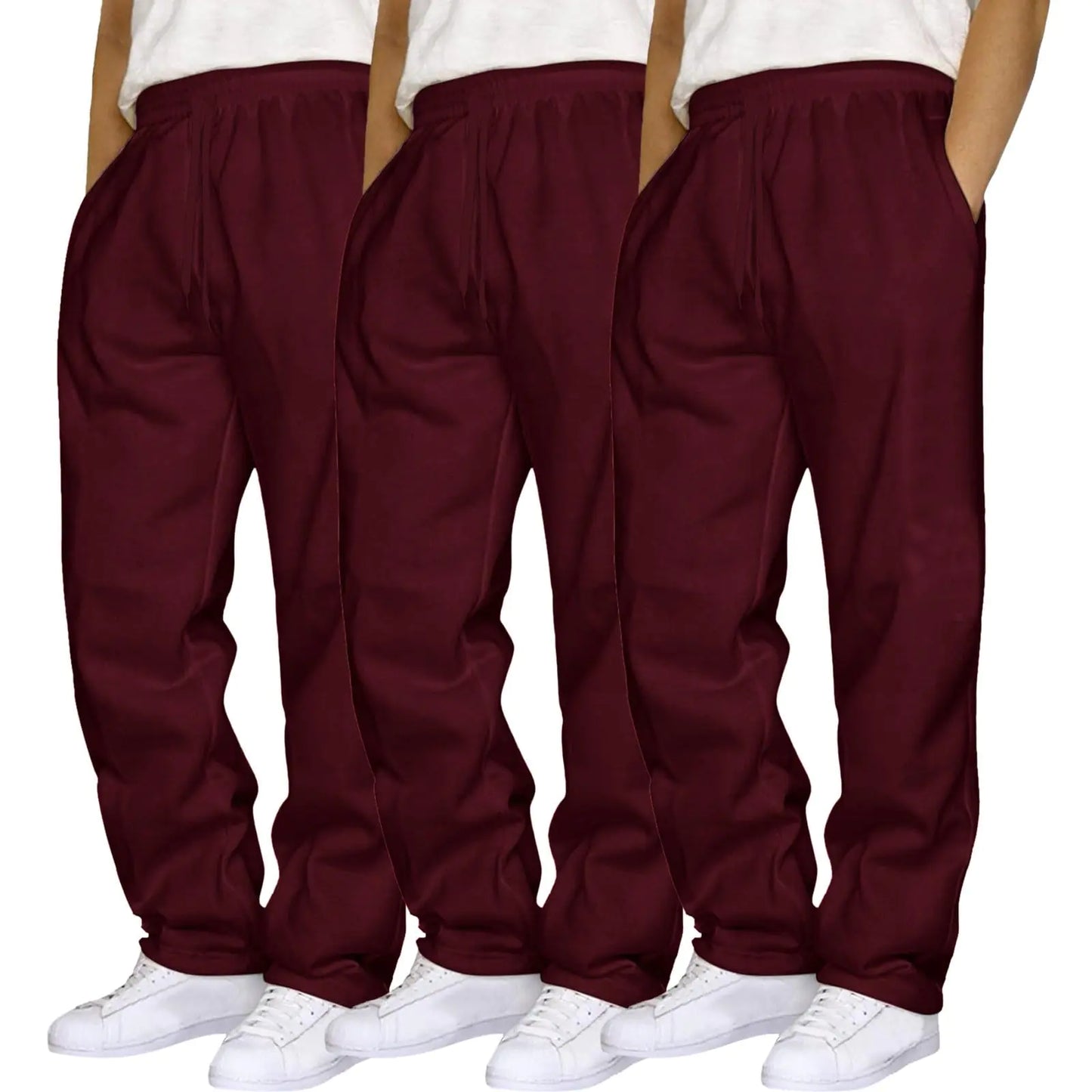 Mens 3 Pack Sweatpants Loose Fleece Casual Trousers Elastic Waist Drawstring Jogger Pants Baggy Running Sports Pants