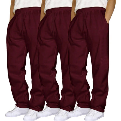 Mens 3 Pack Sweatpants Loose Fleece Casual Trousers Elastic Waist Drawstring Jogger Pants Baggy Running Sports Pants