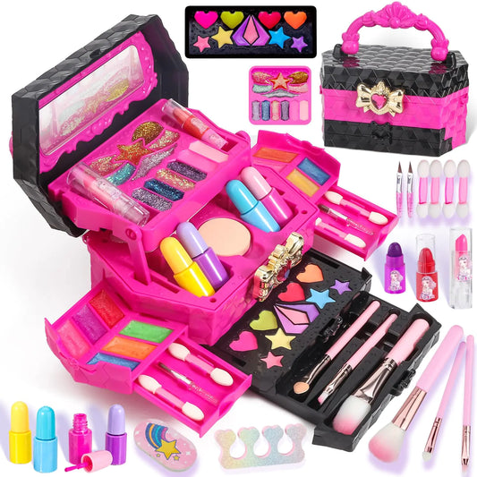 MagicToiee Birthday Gifts Kids Makeup Kit for Girl Princess Toys Real Washable Cosmetic Set with Mirror Kids Makeup Sets for Girls Make Up Gifts for 3 4 5 6 7 8 9 10 11 12 Years Old Kid