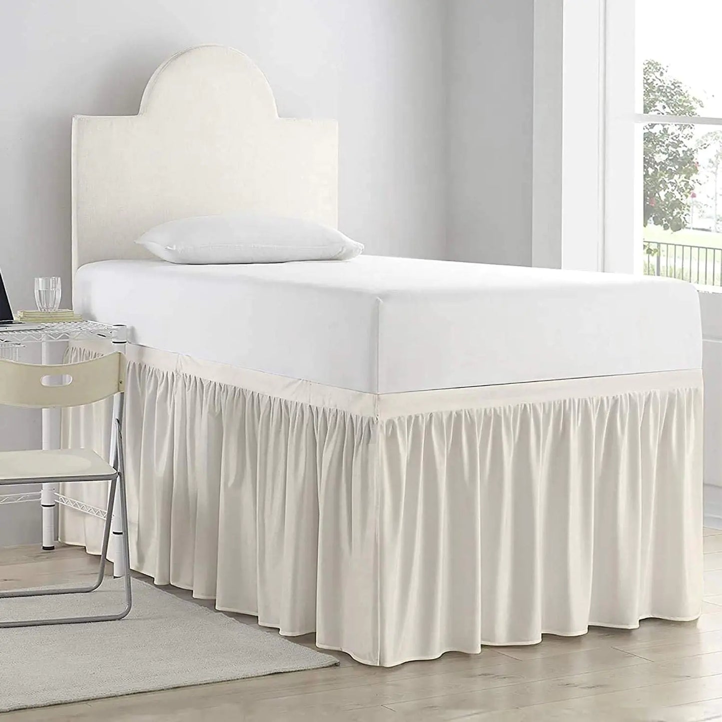 Dorm Room Bed Skirt - Ruffled Dorm Sized Bed Skirt - Dorm Bed Skirt Twin XL - Extra Long Dorm Room Bed Skirt - College Dorm Bed Skirt 30 Inch Drop - 100% Microfiber Bed Skirt - Ivory