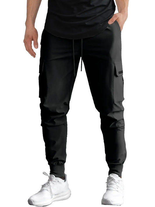 HOTake Mens Jogging Pants Cargo Sweatpants Men Stretch Cargo Pants for Men with Pockets Black Large