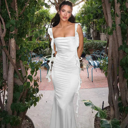 2023 Summer Lace Backless Dress with Ruffles