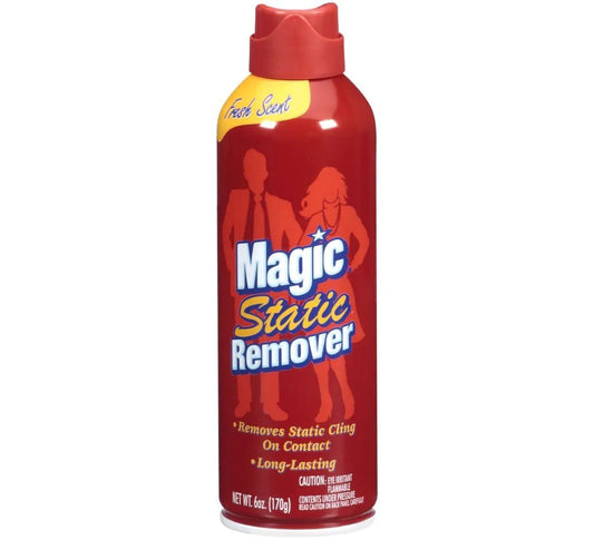 Magic Static Remover Pack of 6 - No More Cling Static Spray Eliminates Static Cling Anti-Static Spray for Clothes Furniture & Car - Static Free Spray Controls Pet Hair (6 oz.)