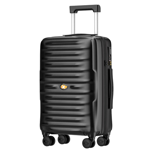 MGOB Carry On Luggage 22x14x9 Airline Approved PC Hard Suitcases with Spinner Wheels Lightweight Luggage TSA Approved 20 Inch Carry-On Black