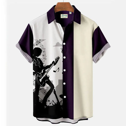 Hawaiian Beach Casual Polyester Spandex Men's Shirt