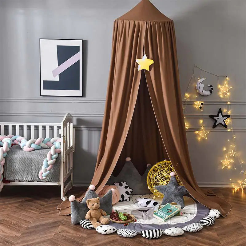 Dome Baby Crib Canopy with Light Blocking and Mosquito Net