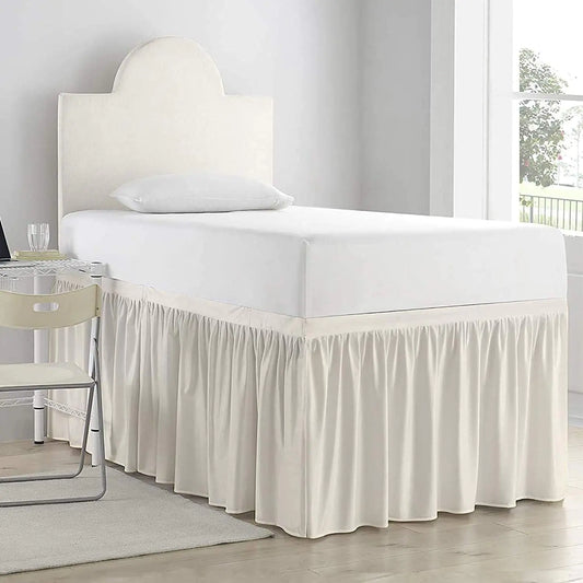 Dorm Room Bed Skirt - Ruffled Dorm Sized Bed Skirt - Dorm Bed Skirt Twin XL - Extra Long Dorm Room Bed Skirt - College Dorm Bed Skirt 30 Inch Drop - 100% Microfiber Bed Skirt - Ivory