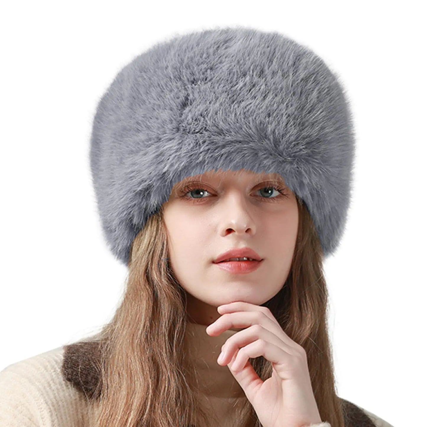 Peicees Winter Faux Fur Hat for Women Girls Cossack Russian Style Hat Ladies