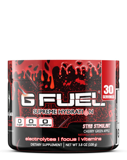 G Fuel Ghost Face Electrolyte Powder Stab Stimulant Zero Sugar Hydration Powder for Instant Hydration Caffeine-Free Hydration Mix with Electrolytes & Vitamins Cherry Green Apple 30 Servings