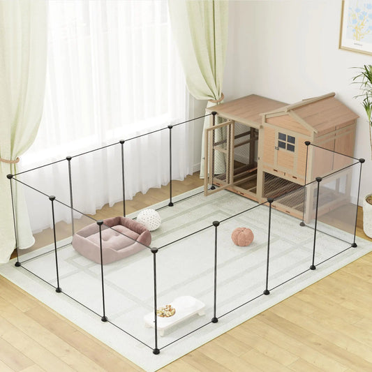 LURIVA Large Transparent Pet Playpen 28" H x 20" W Dog Playpen Small Animal Playpen Puppy Playpen Rabbit Playpen Dog Pen Dog Fence for Kittens Ferrets Guinea Pigs Indoor Use 12 Panels