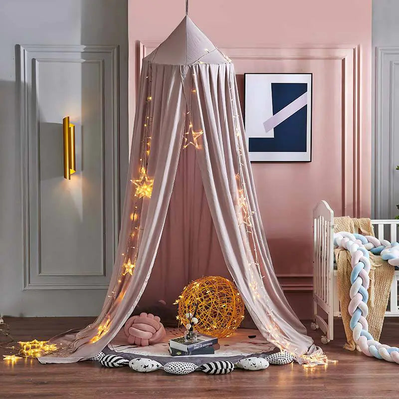 Dome Baby Crib Canopy with Light Blocking and Mosquito Net