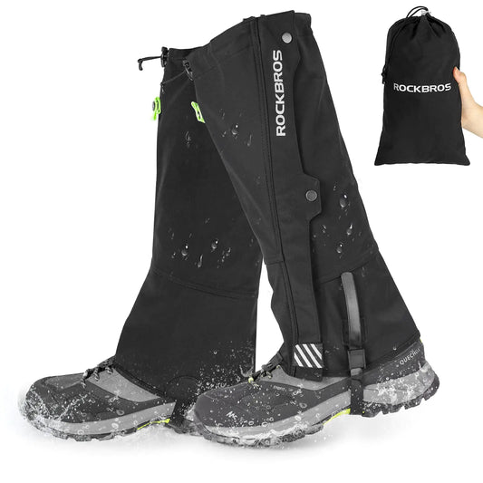 ROCKBROS Snow Boot Leg Gaiters for Hiking Waterproof Leg Gaiter for Skiing Walking Snow Boot Gaiters Tear Resistant Adjustable Gaiters