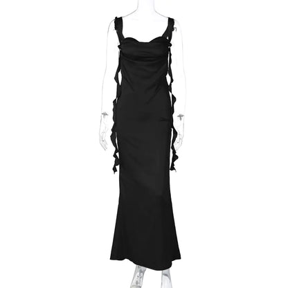 2023 Summer Lace Backless Dress with Ruffles