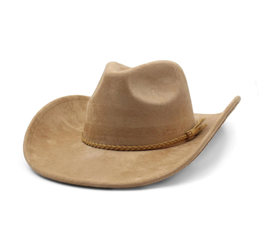 CCAKXCJJ Western Cowboy Hat for Women Men Classic Fedora Hats Wide Brim Suede Cowboy Hat for Women with Buckle Belt 725 Camel