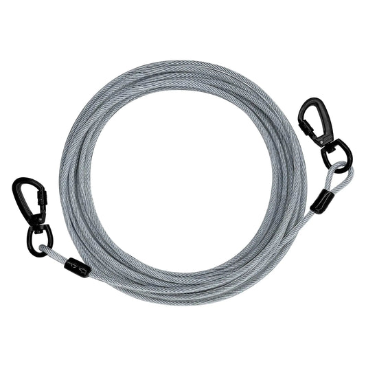 Dog Tie Out Cable for Dogs Dog Runner Cable Outside Up to 125/250lbs10/15/20/30FT Long Dog Leashe&Chains for Yard Outdoor and Camping (Silver 30FT)